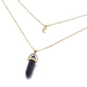 Obsidian healing birth-stone gold plated necklace